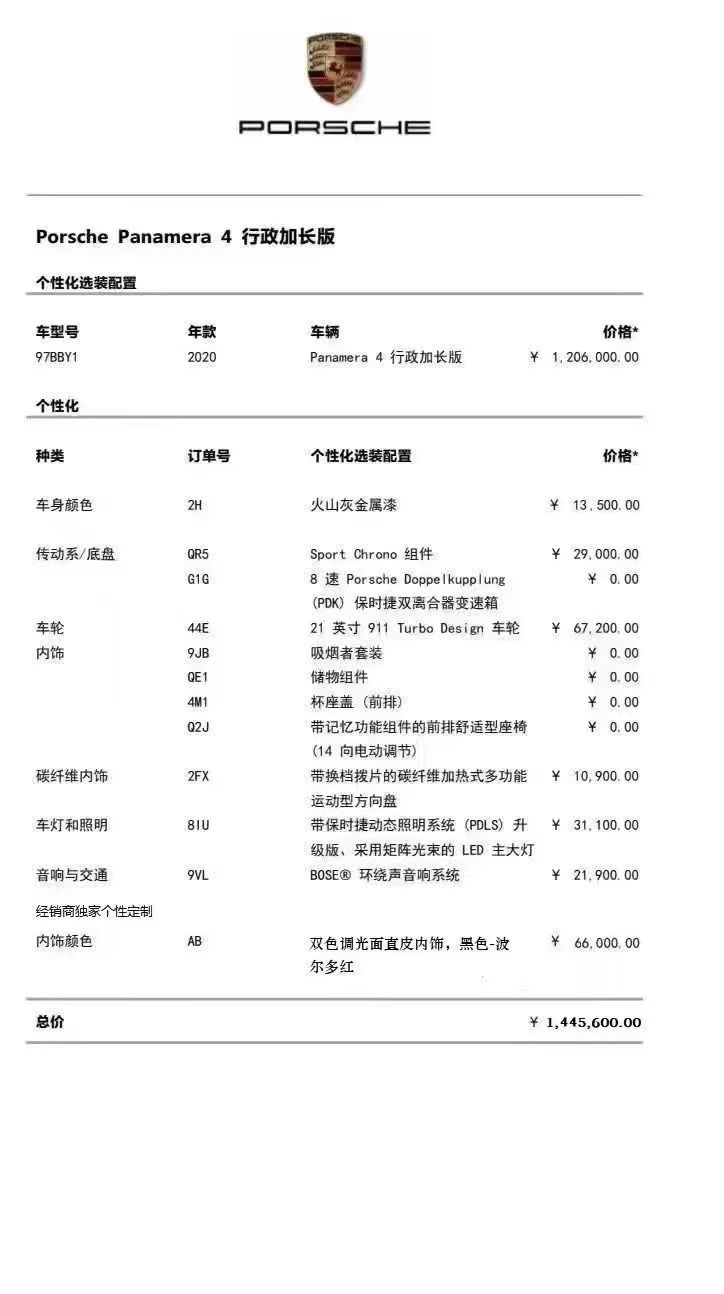 保时捷Panamera [进口] 2020款 3.0T 自动 汽油 加规版平行进口价格0万 